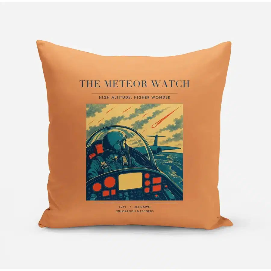 VINTAGE G4212 - The Meteor Watch - Designed Pillows design on orange