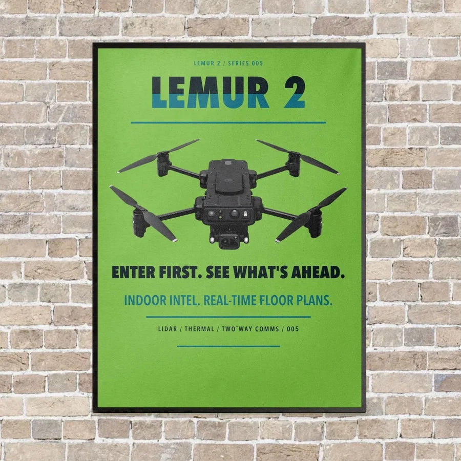 BRINC LEMUR 2 vertical canvas print - framed - light green background
