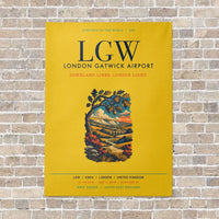 Thumbnail for London Gatwick Airport LGW vertical canvas print - no frame - yellow background