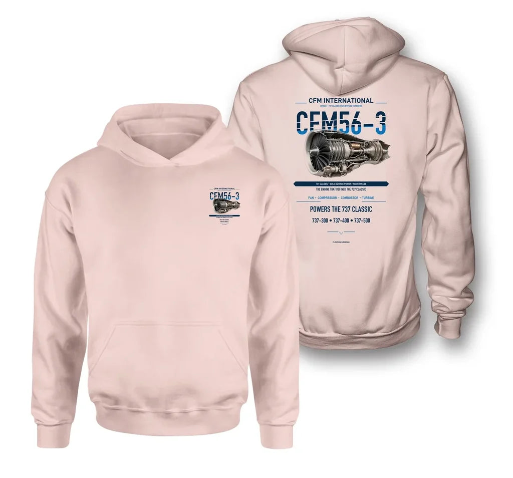 CFM56-3 design on pink hoodie
