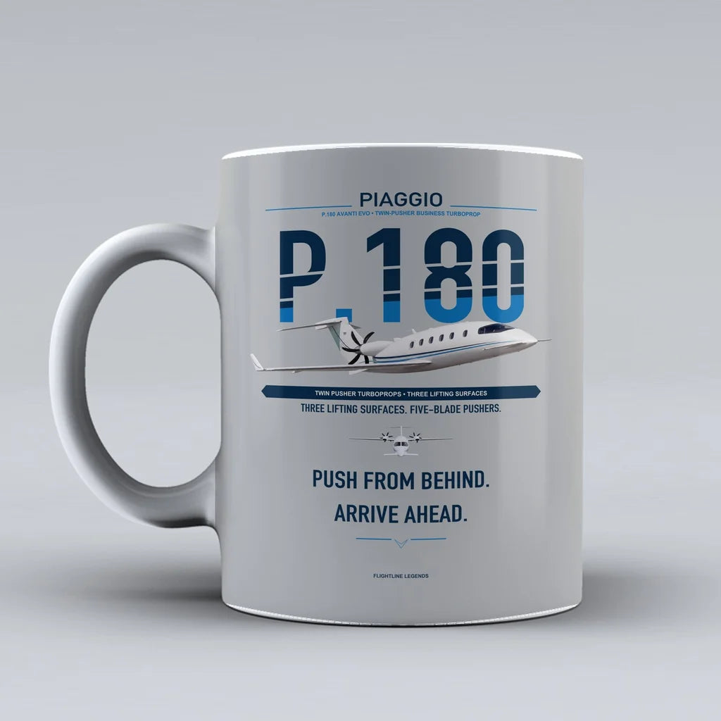 P.180 Avanti EVO Mug design on light gray piaggio