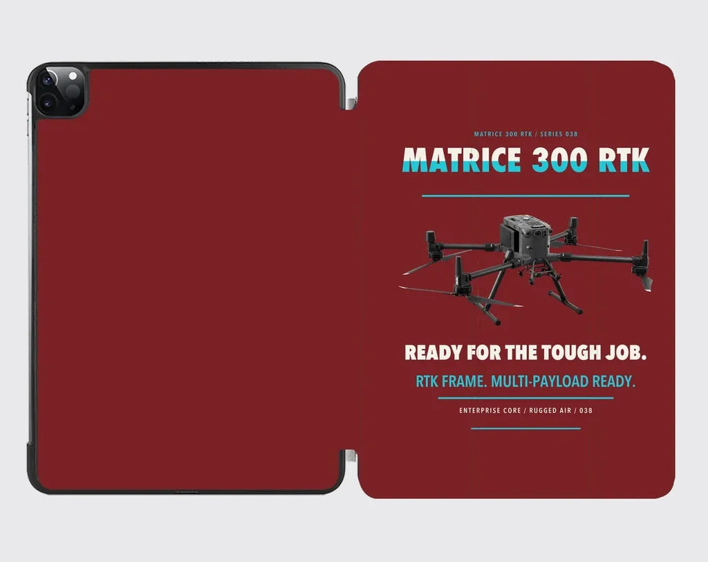 DJI Matrice 300 RTK design on dark red ipad tablet case