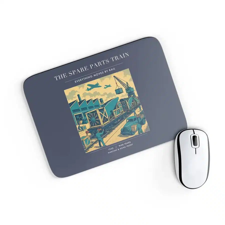 VINTAGE G4527 - The Spare Parts Train - Designed Mouse Pads design on navyblue rectangle