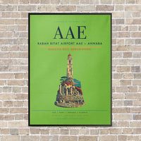 Thumbnail for Rabah Bitat Airport AAE — Annaba vertical canvas print - framed - light green background