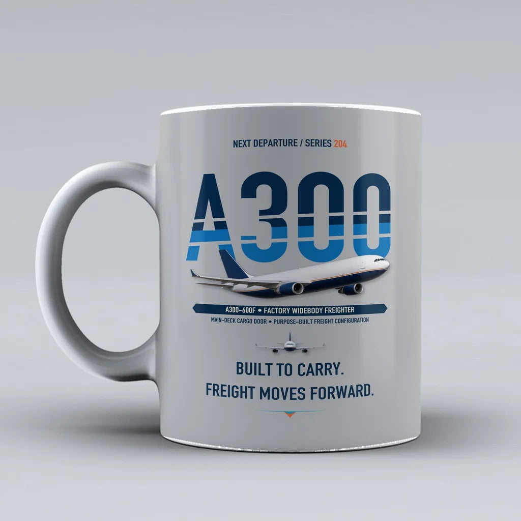 A300-600F Mug design on light gray airbus