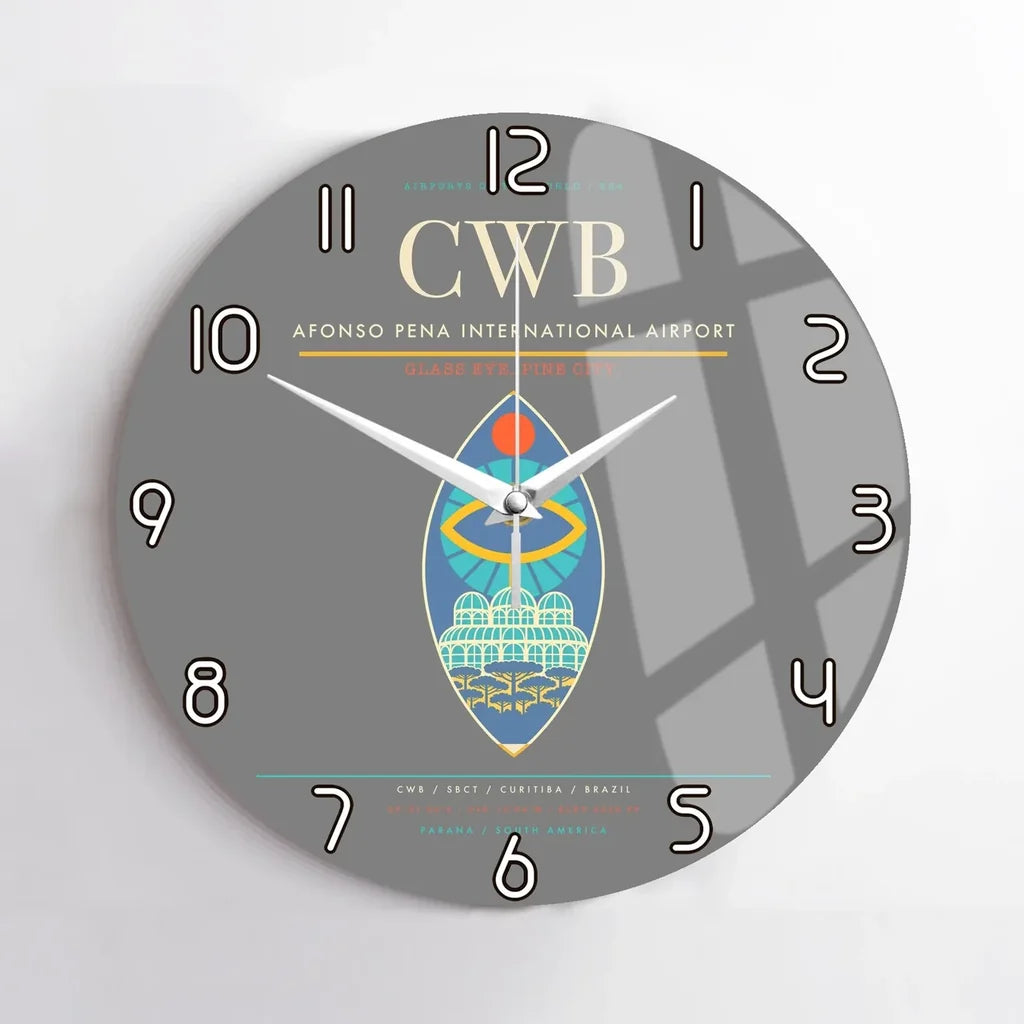 Afonso Pena International Airport (CWB) design on gray no frame wall clock