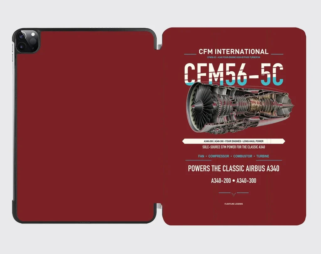 CFM56-5C design on dark red ipad tablet case