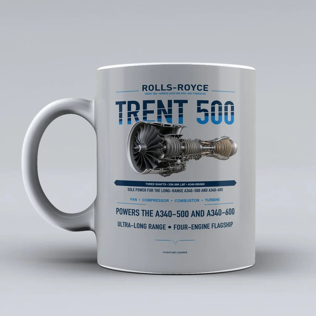 500 Mug design on light gray trent