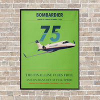 Thumbnail for Bombardier Learjet 75 Liberty vertical canvas print - framed - light green background