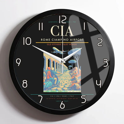 Rome Ciampino Airport CIA Wall-Clock Framed - Black