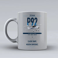 Thumbnail for Tecnam P92 Echo MkII design on light gray ceramic mug, double-side print