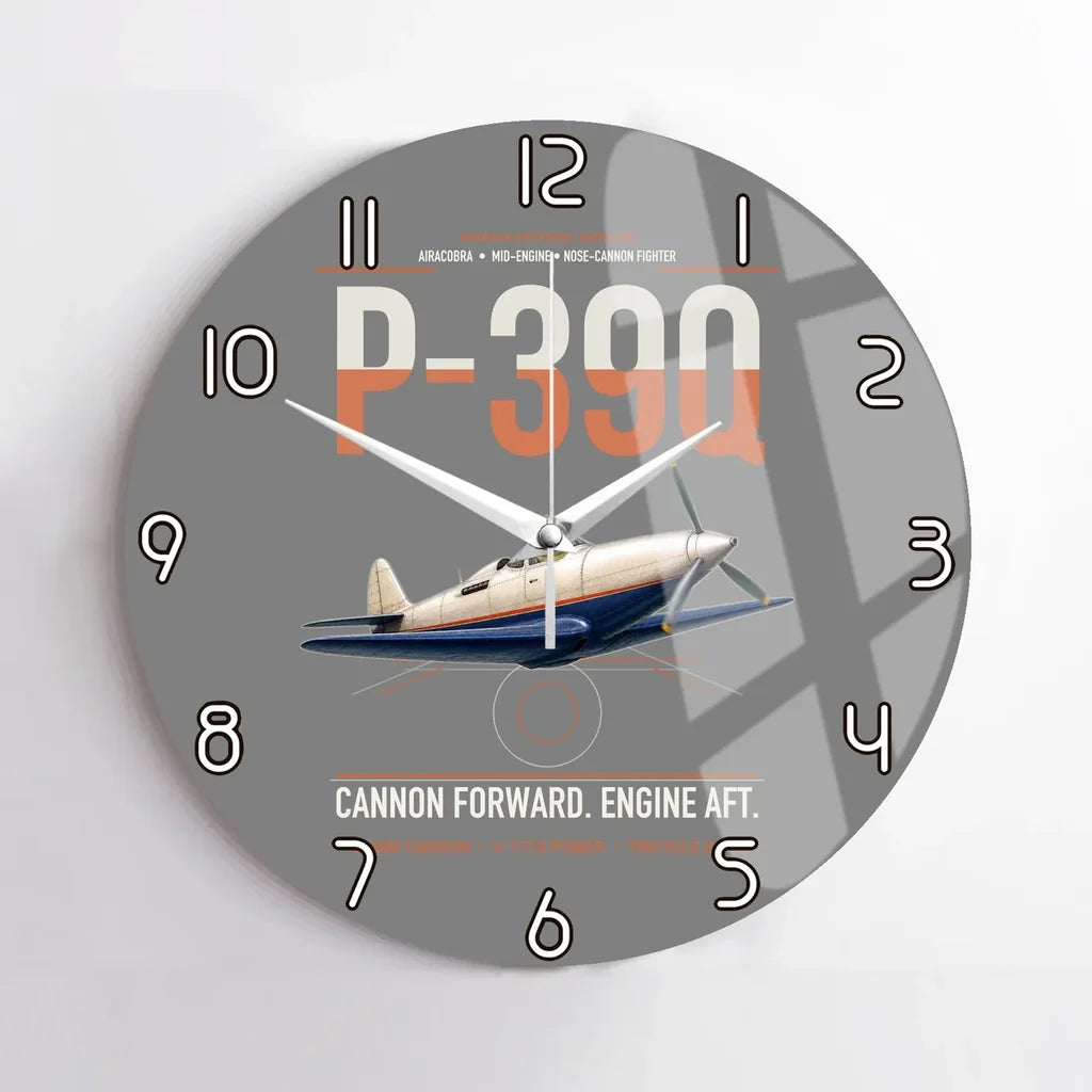 P-39Q Airacobra design on gray no frame wall clock