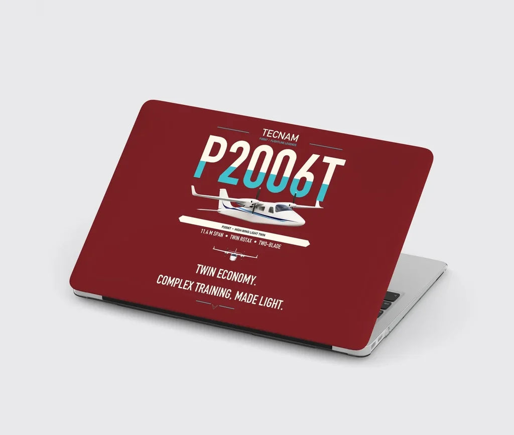 Tecnam P2006T design on dark red MacBook case