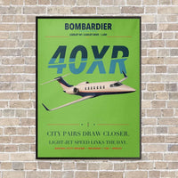 Thumbnail for Bombardier Learjet 40XR vertical canvas print - framed - light green background