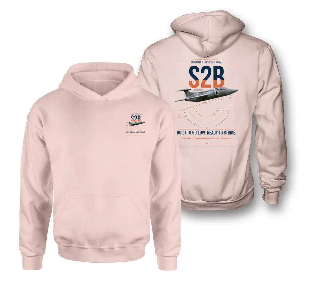 Blackburn Buccaneer S2B design on pink double-side hoodie, double-side print