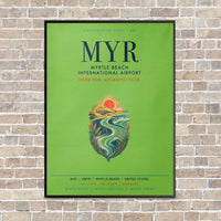 Thumbnail for Myrtle Beach International Airport MYR vertical canvas print - framed - light green background