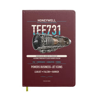 Thumbnail for TFE731 design on dark red notebook