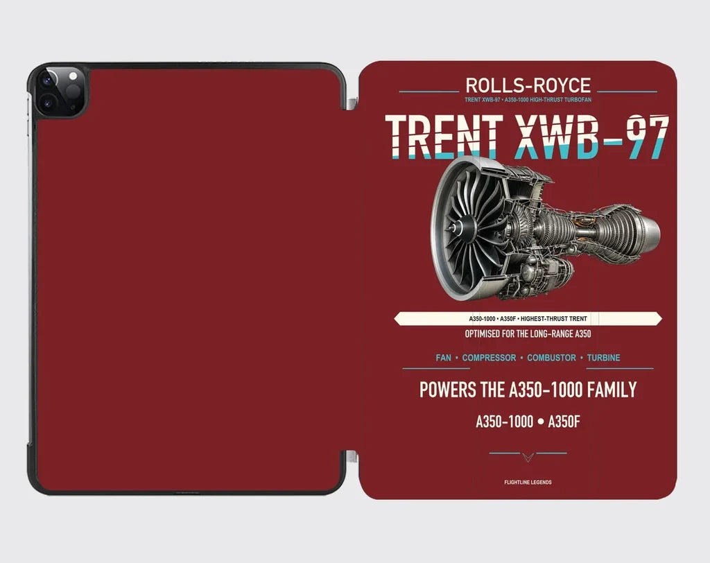 TRENT XWB-97 design on dark red ipad tablet case