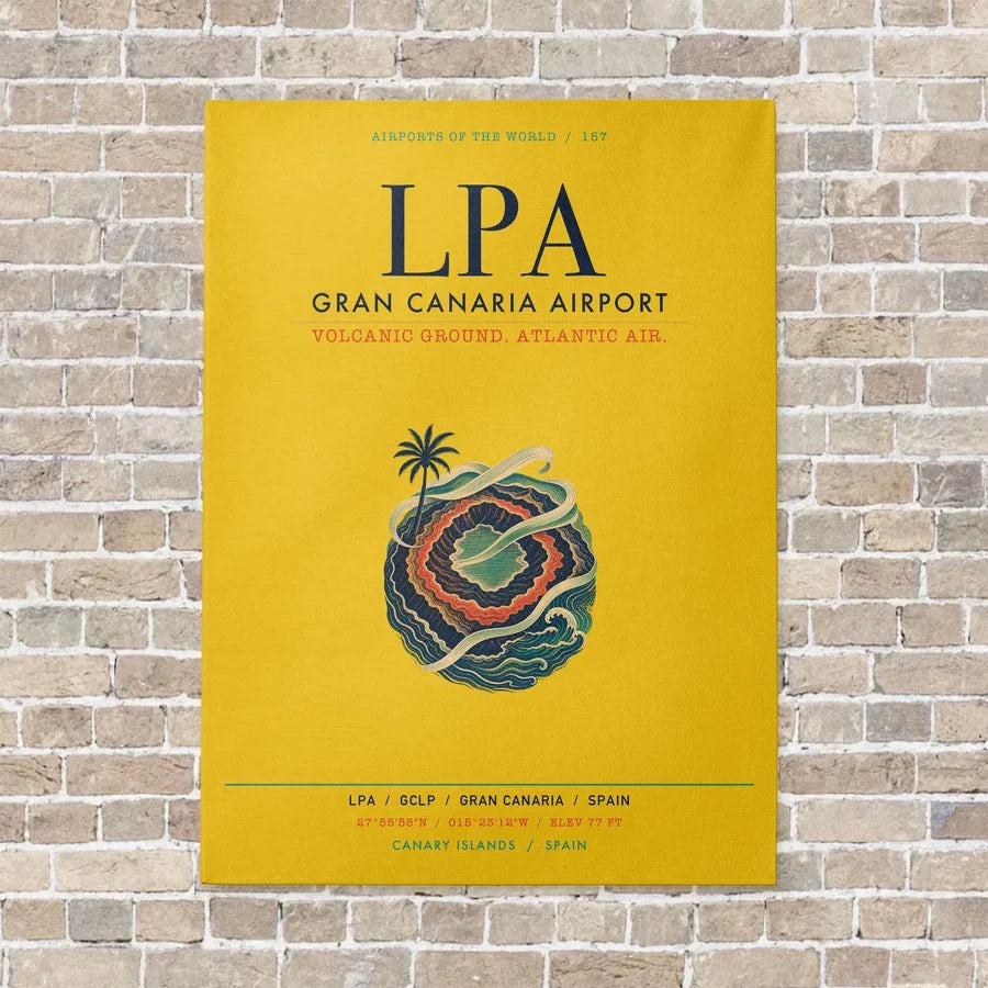 Gran Canaria Airport LPA vertical canvas print - no frame - yellow background