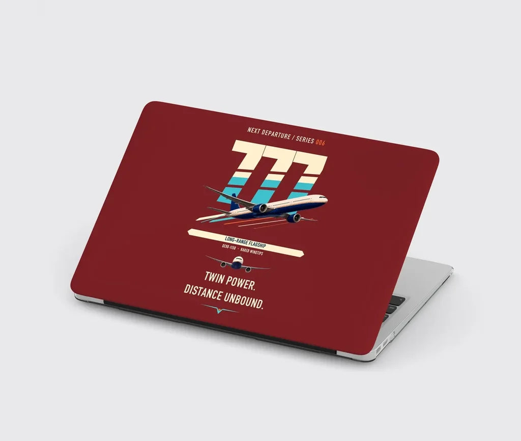 Boeing 777-300ER design on dark red MacBook case