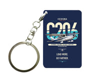 Thumbnail for Cessna 206 Stationair design on navy blue designed key chain, double-side print