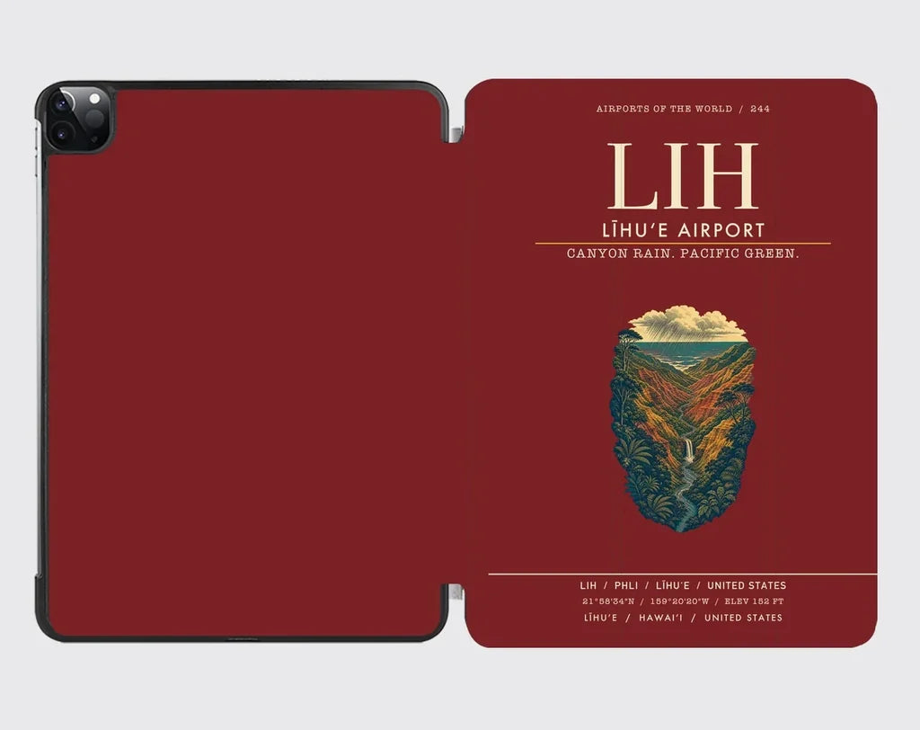Līhuʻe Airport (LIH) design on dark red ipad tablet case