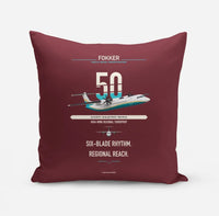 Thumbnail for Fokker 50 design on dark red pillow