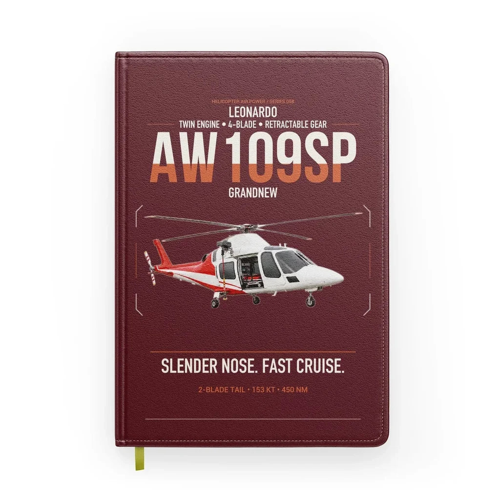 Leonardo AW109SP GrandNew design on dark red notebook