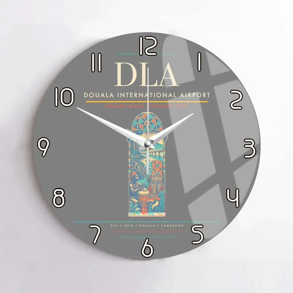 Douala International Airport (DLA) design on gray no frame wall clock
