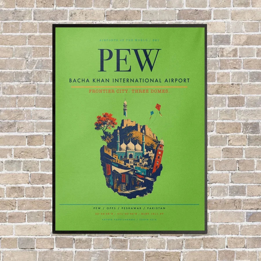 Bacha Khan International Airport PEW - Canvas Framed - Light Green