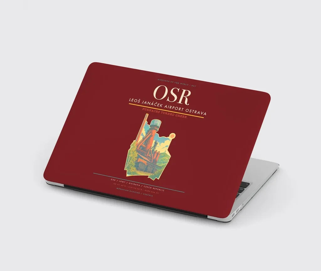 Leoš Janáček Airport Ostrava (OSR) design on dark red MacBook case