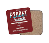 Thumbnail for Tecnam P2006T design on dark red 1 piece coaster