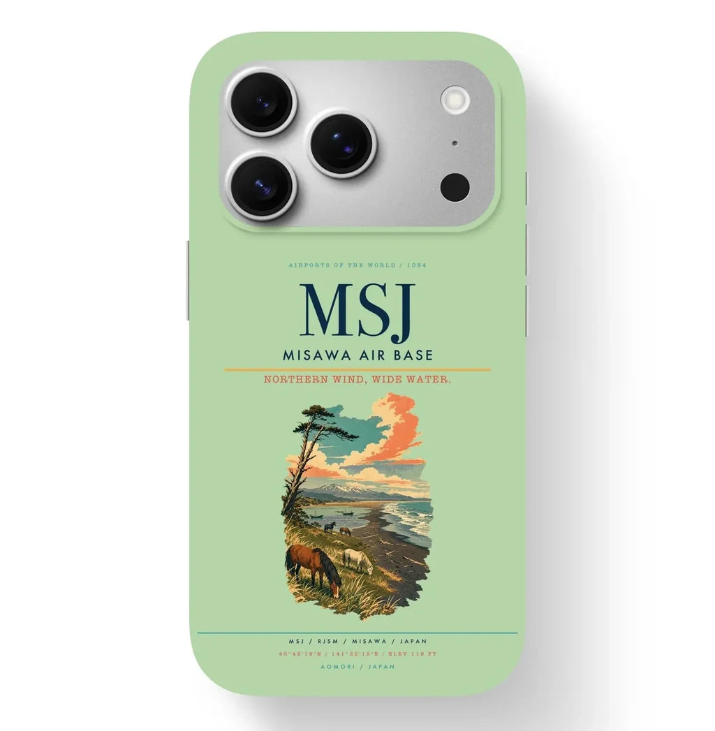 Misawa Airport (MSJ) design on light green iPhone 17 Pro MagSafe case