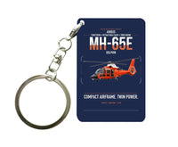 Thumbnail for Airbus MH-65E Dolphin design on navy blue designed key chain, double-side print
