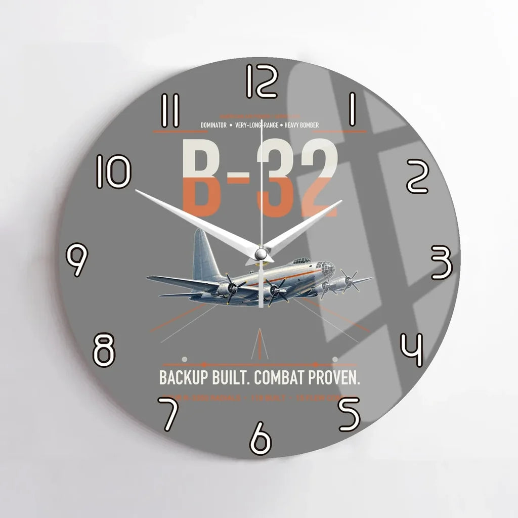 B-32 Dominator design on gray no frame wall clock