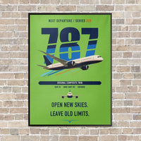 Thumbnail for Boeing 787-8 Dreamliner vertical canvas print - framed - light green background