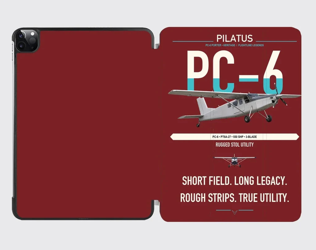 Pilatus PC-6 Porter design on dark red ipad tablet case