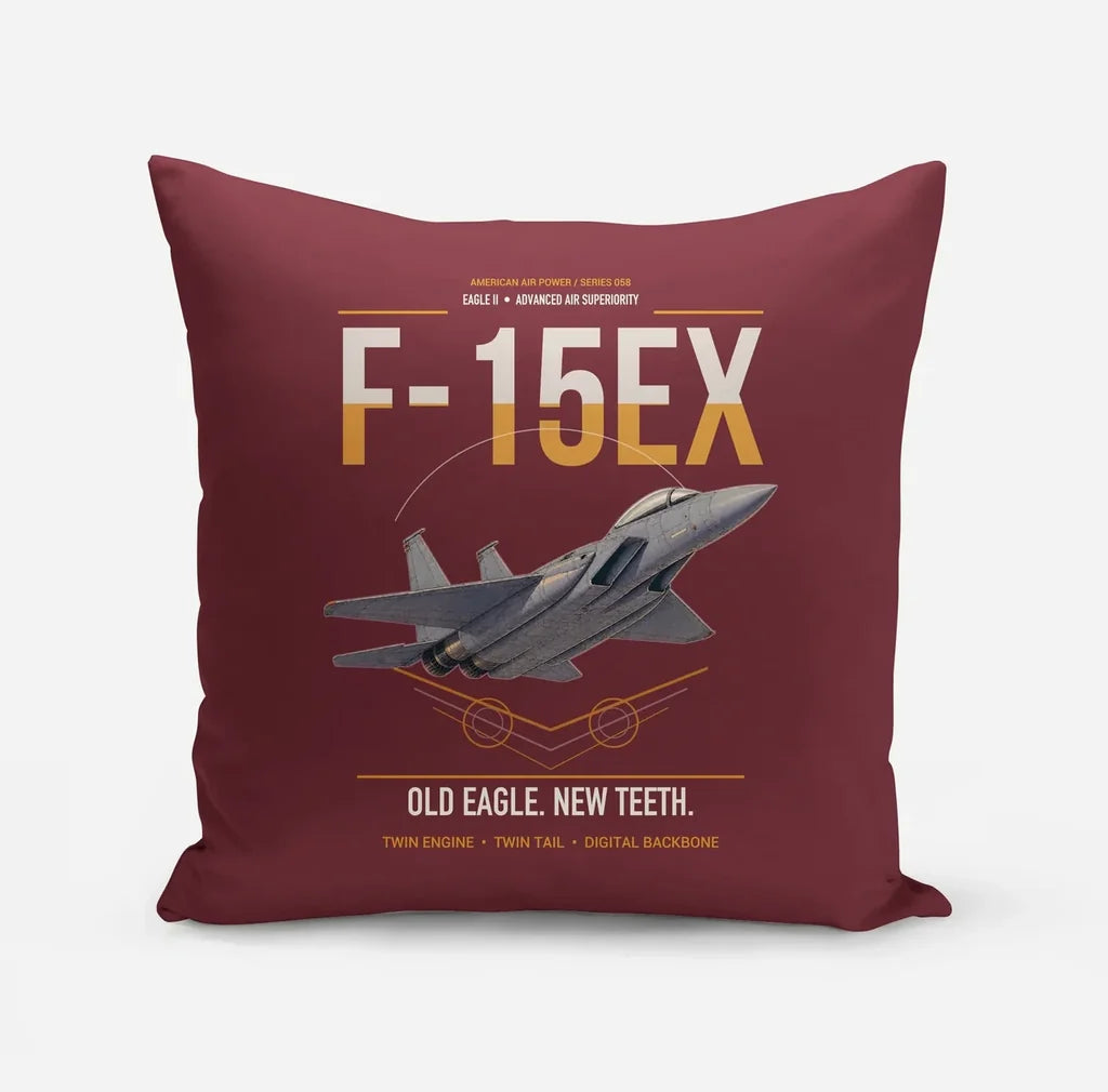 F-15EX Eagle II design on dark red pillow