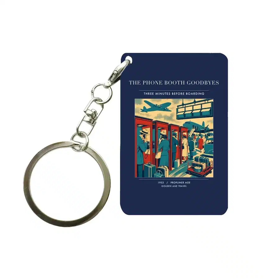VINTAGE G4382 - The Phone Booth Goodbyes - Designed Key Chain design on navyblue