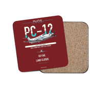 Thumbnail for Pilatus PC-12 PRO design on dark red 1 piece coaster