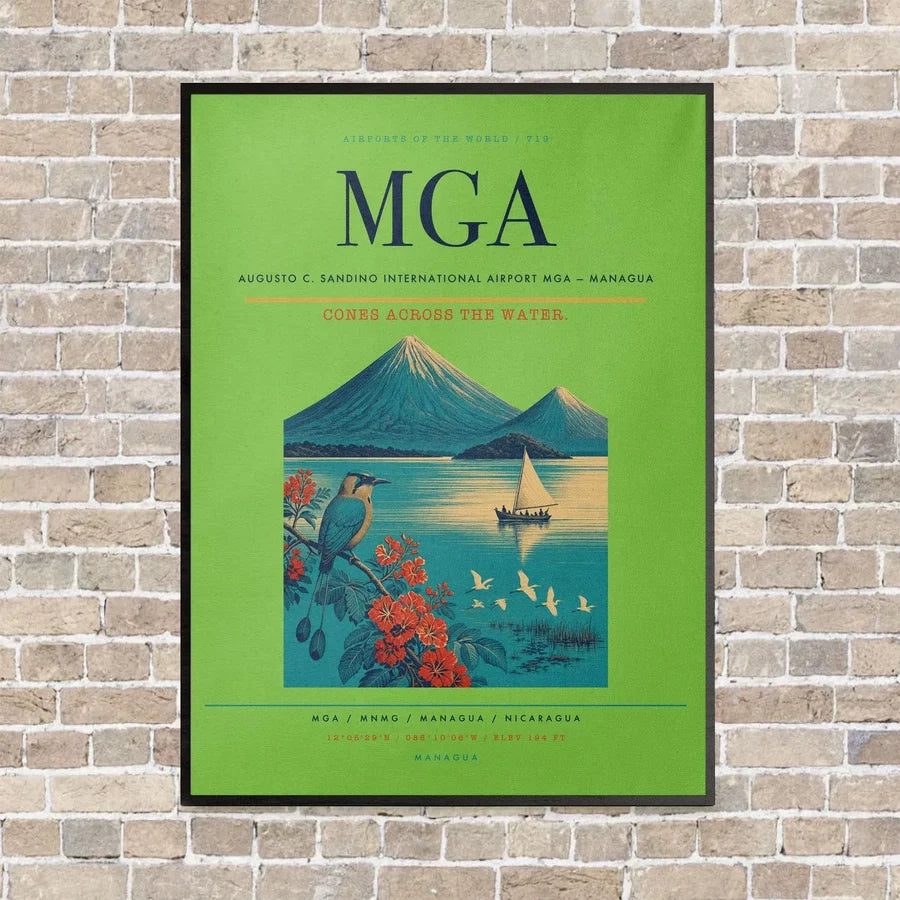 Augusto C. Sandino International Airport MGA — Managua vertical canvas print - framed - light green background