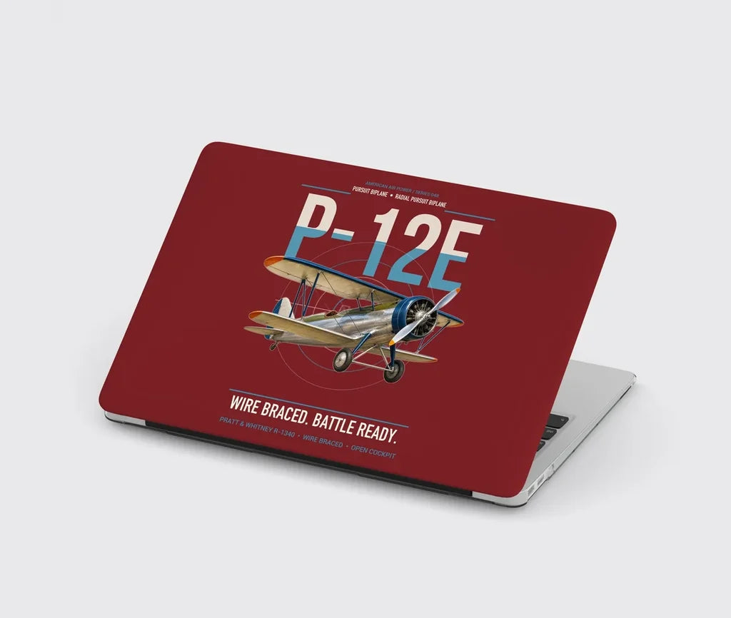 Boeing P-12E design on dark red MacBook case