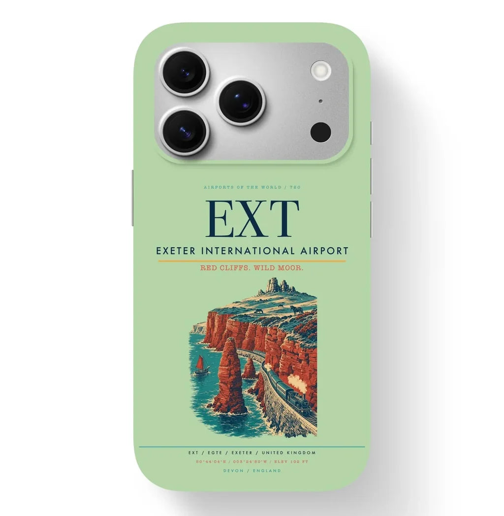 Exeter Airport (EXT) design on light green iPhone 17 Pro MagSafe case