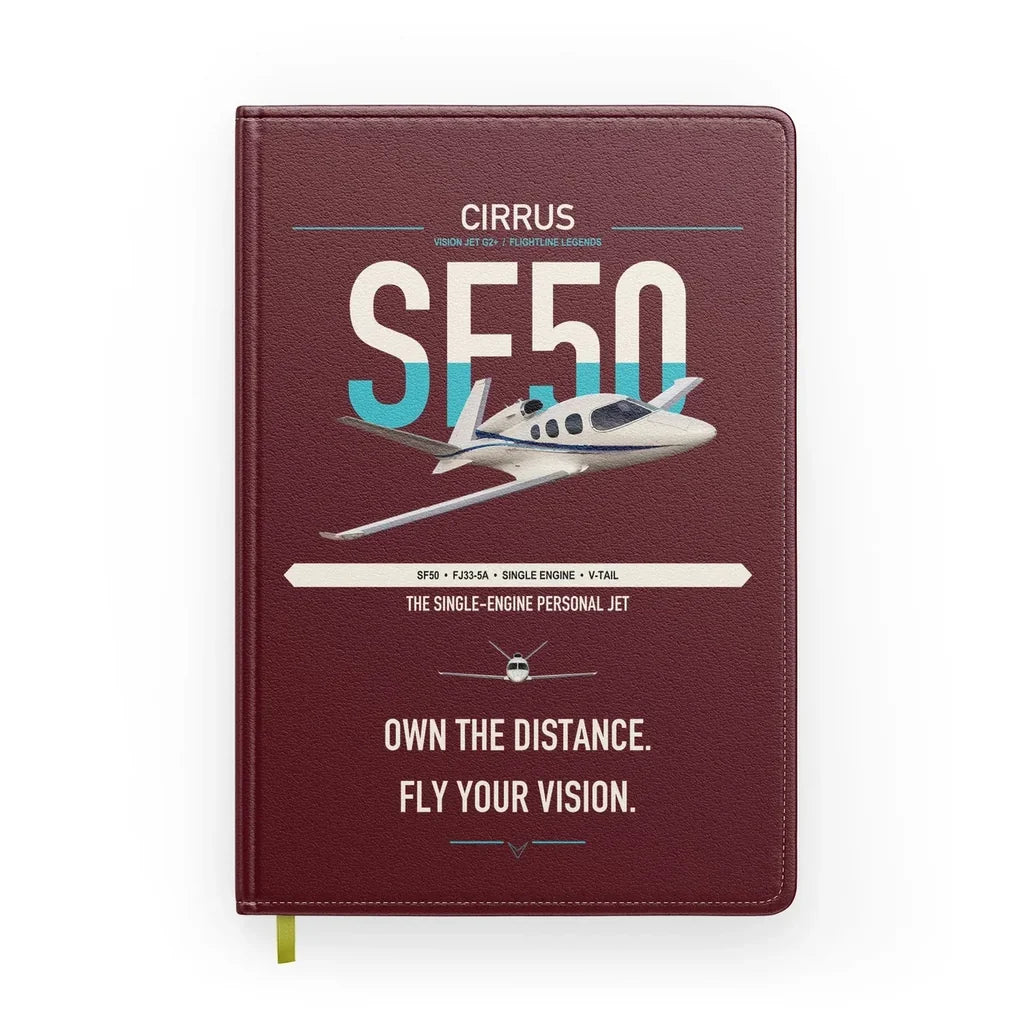 Cirrus Vision Jet G2+ design on dark red notebook