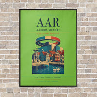 Thumbnail for Aarhus Airport AAR - Canvas Framed - Light Green