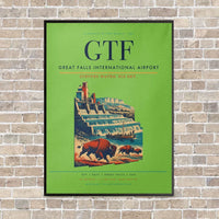 Thumbnail for Great Falls International Airport GTF vertical canvas print - framed - light green background
