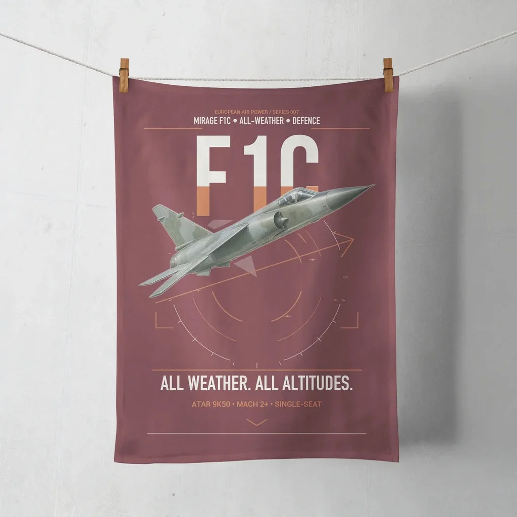 Dassault Mirage F1C design on dark red towel