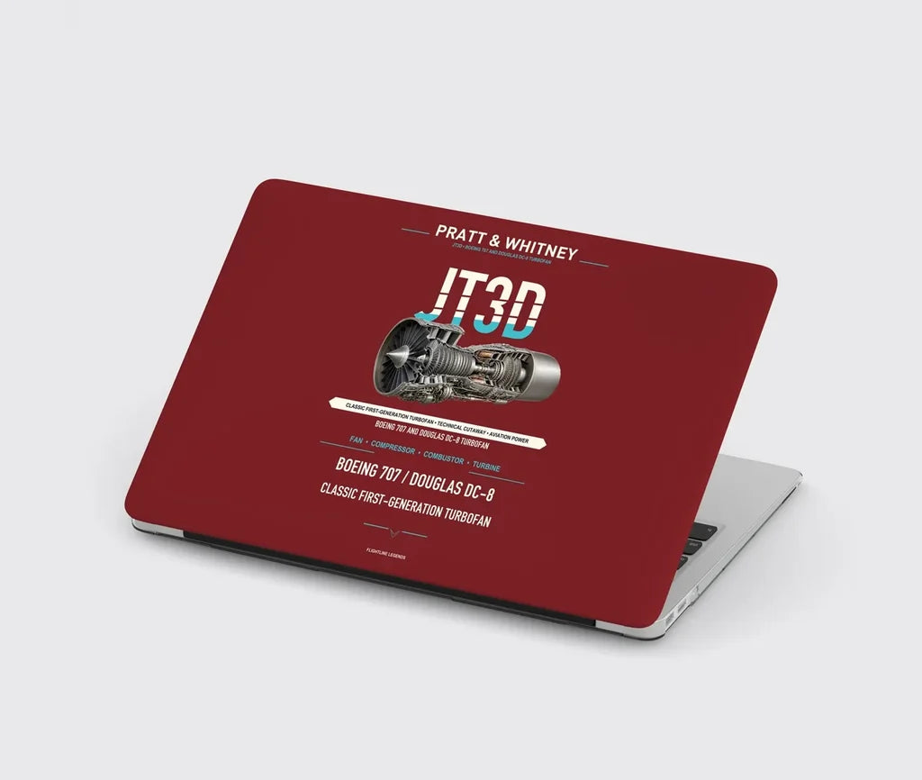 JT3D design on dark red MacBook case