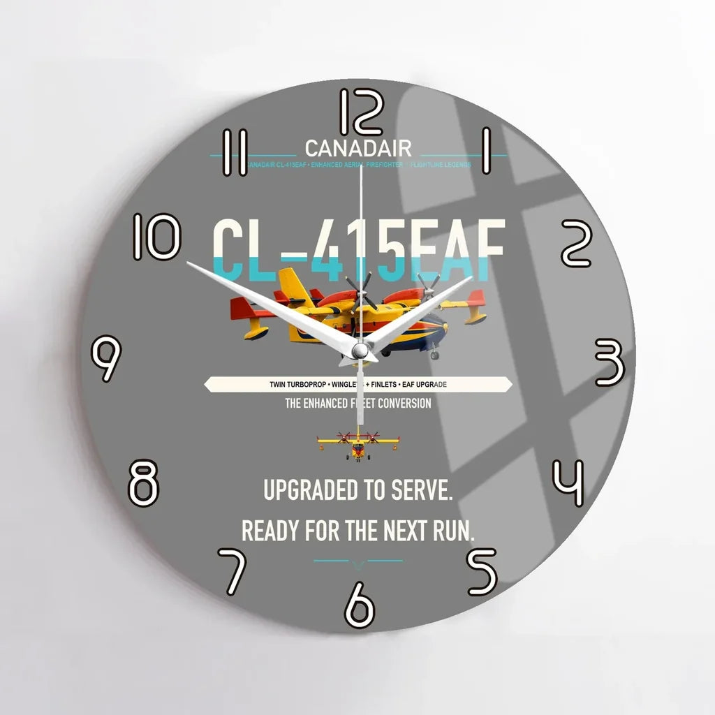 Canadair CL-415EAF design on gray no frame wall clock
