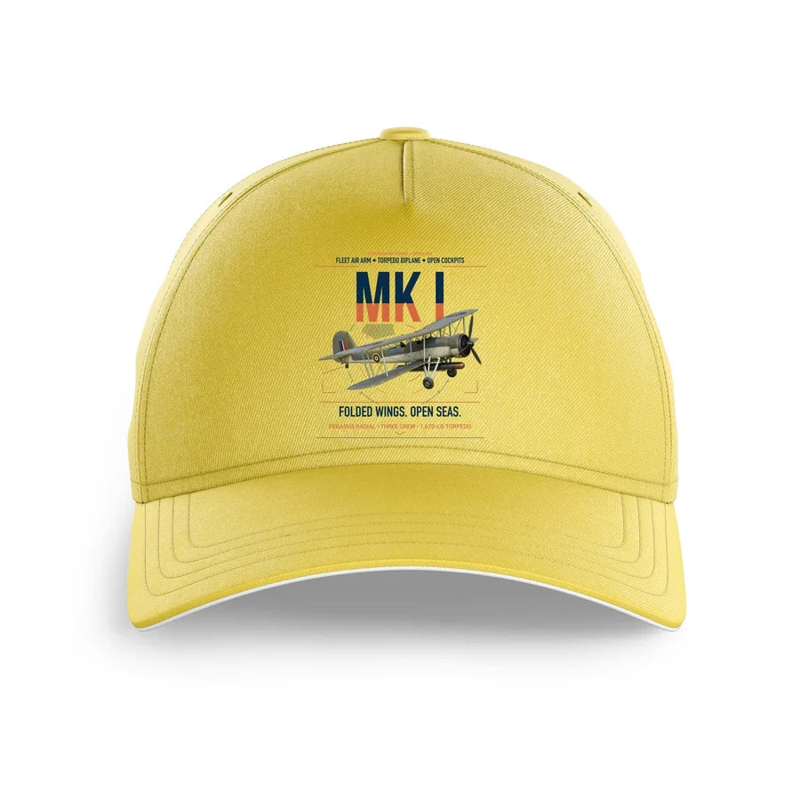 Fairey Swordfish Mk I design on yellow printed hat